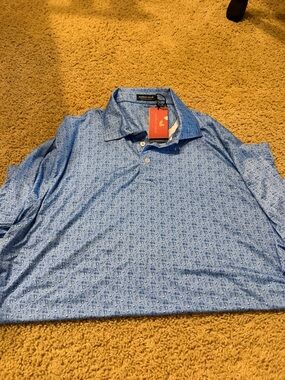 Southern Marsh Light Blue Micro-Print Polo